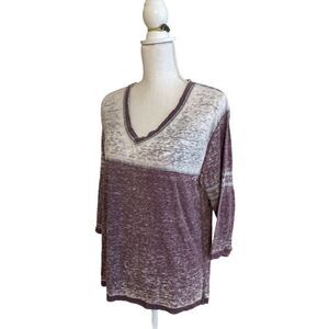 Purple and White washed out V neck T-shirt